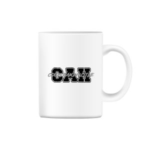 Šálka biela s logom CAH basic a nápisom cez stred