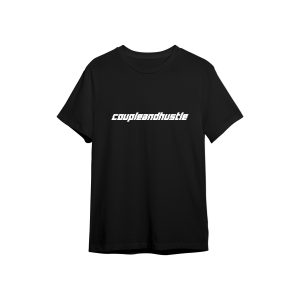 Tričko čierne Couple & Hustle nápis minimalistic