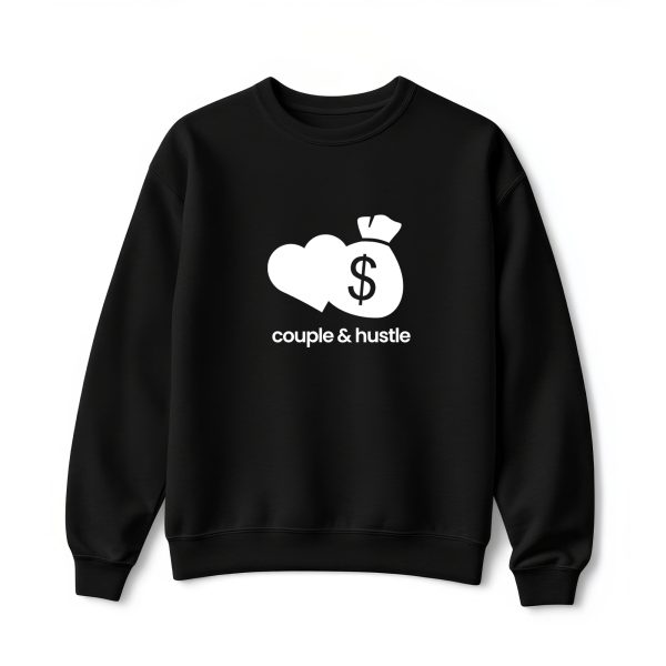 Ultra heavy crewneck mikina čierna Couple & Hustle icon a nápis