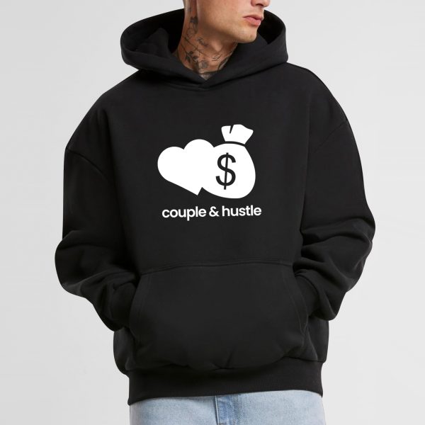 Ultra heavy mikina čierna Couple & Hustle icon a nápis - Image 2