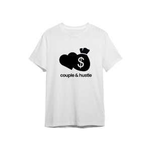 Tričko biele Couple & Hustle icon a nápis