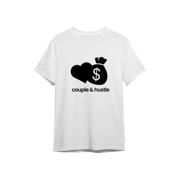 Tričko biele Couple & Hustle icon a nápis