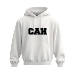 Mikina s kapucou biela s logom CAH basic
