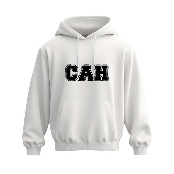 Mikina s kapucou biela s logom CAH basic