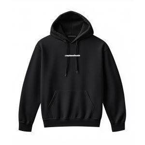 Mikina s kapucou čierna Couple & Hustle nápis minimalistic malý v strede