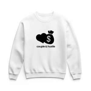 Ultra heavy crewneck mikina biela Couple & Hustle icon a nápis