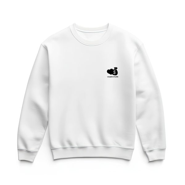 Ultra heavy crewneck mikina biela Couple & Hustle icon a nápis miniature