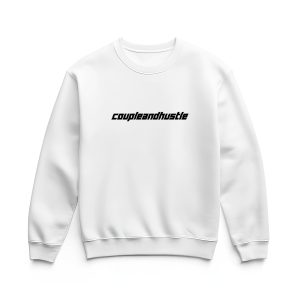 Ultra heavy crewneck mikina biela Couple & Hustle nápis minimalistic