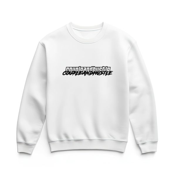 Ultra heavy crewneck mikina biela Couple & Hustle s nápisom double