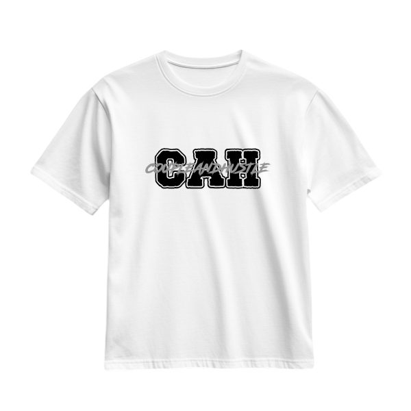 Ultra heavy tričko biele s logom CAH basic a nápisom cez stred